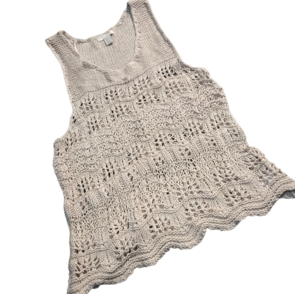 SAINT TROPEZ WEST L Crotchet Tank Top Cover Up - Picture 3 of 5